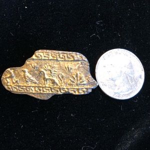 VTG Pictogram-look bronze brooch, stamped 800